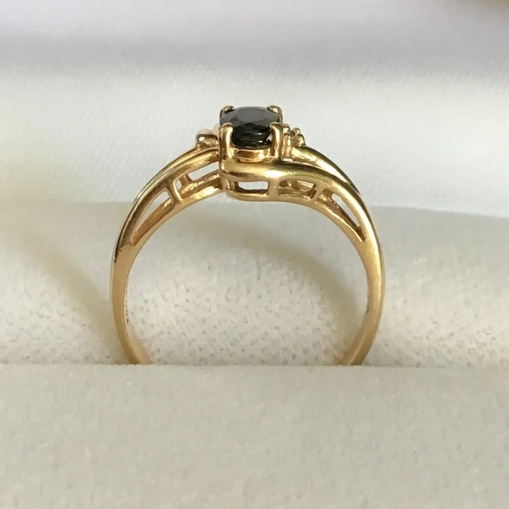 14K Gold Sapphire & Diamond Ring Size 6 1/4 Vintage Excellent Condition - Picture 5 of 13